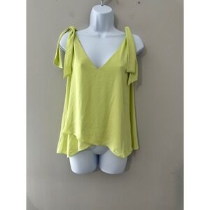 BCBGMAXAZRIA Citron Tie‎ Strap V Neck Sleeveless Hi Low Tank Top XS